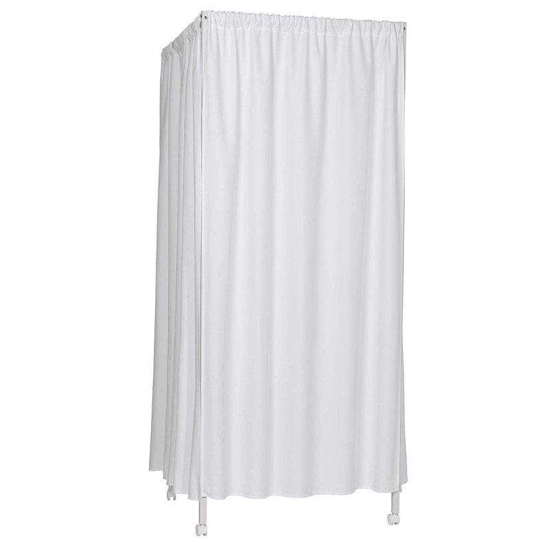 Dian Don't Look at Me Portable Changing Room Divider with Wheels, White Frame/White Blackout Fabric and Casters