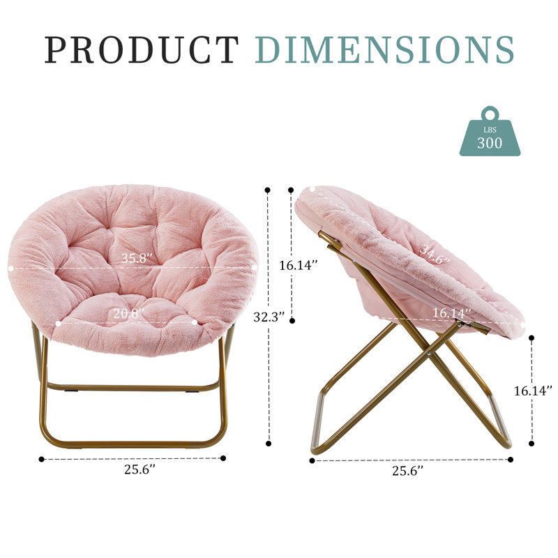 Saucer Chair, chaises de lecture pliantes en fausse fourrure, Fausse fourrure rose