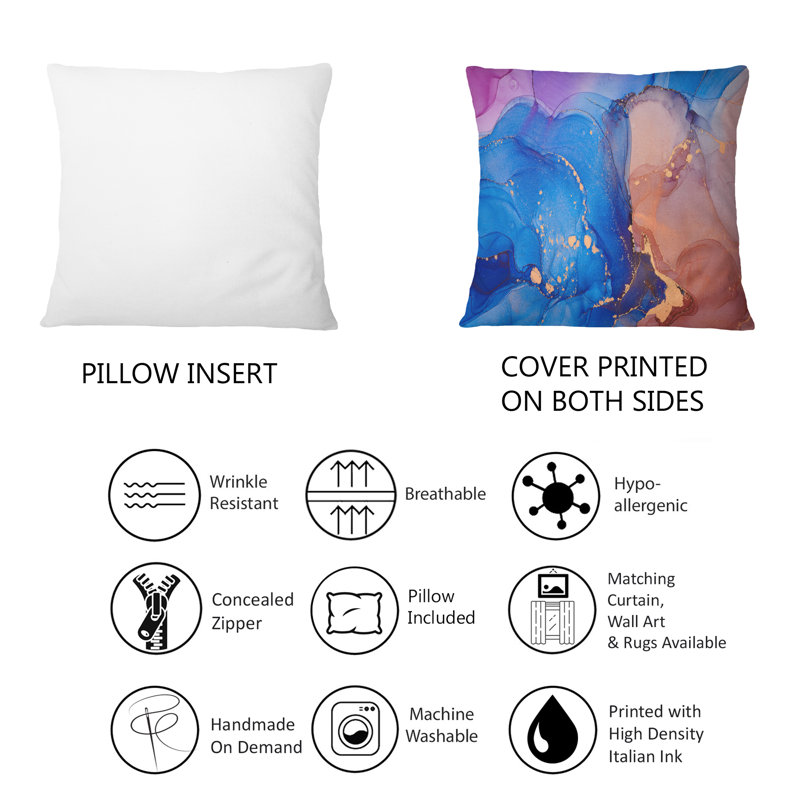 Coussin bleu et orange liquide I - Modern Printed