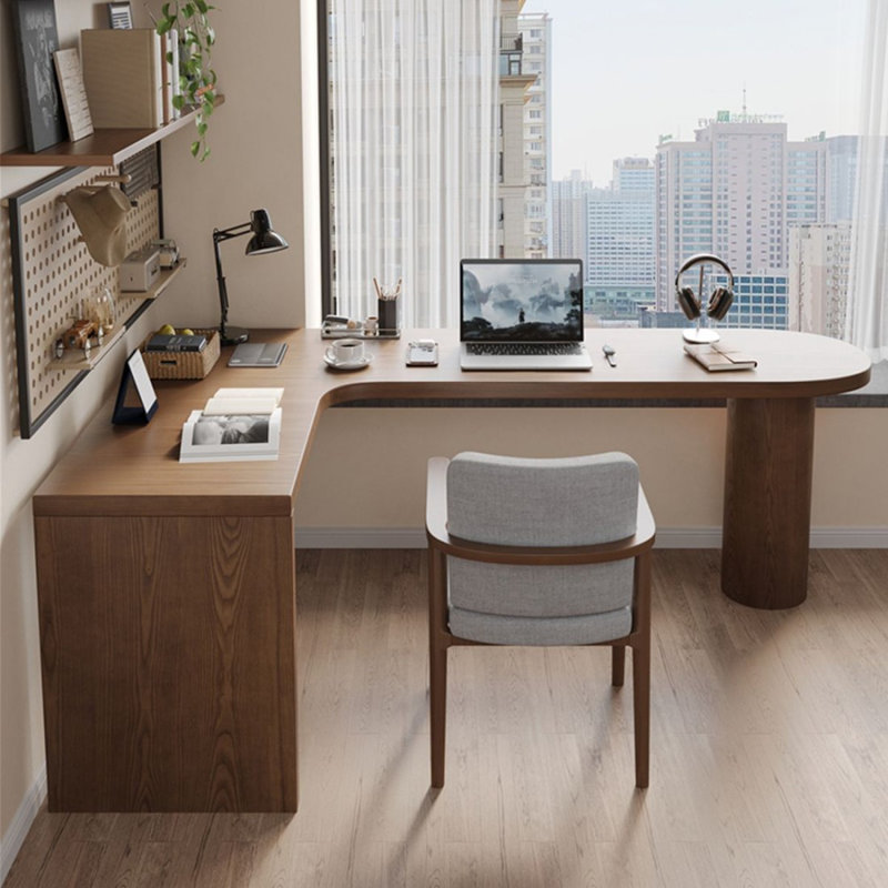 Bureau d'angle moderne et simple en bois massif en forme de L, H 29,53 po x l 62,99 po x P 47,24 po, Retour à gauche
