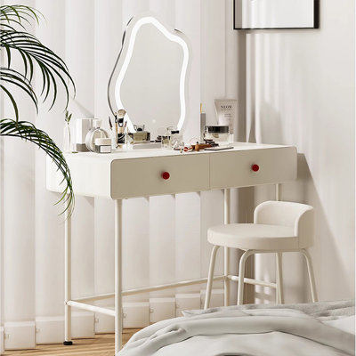 Makeup Vanity with Light mirror,2 drawers,1 chair