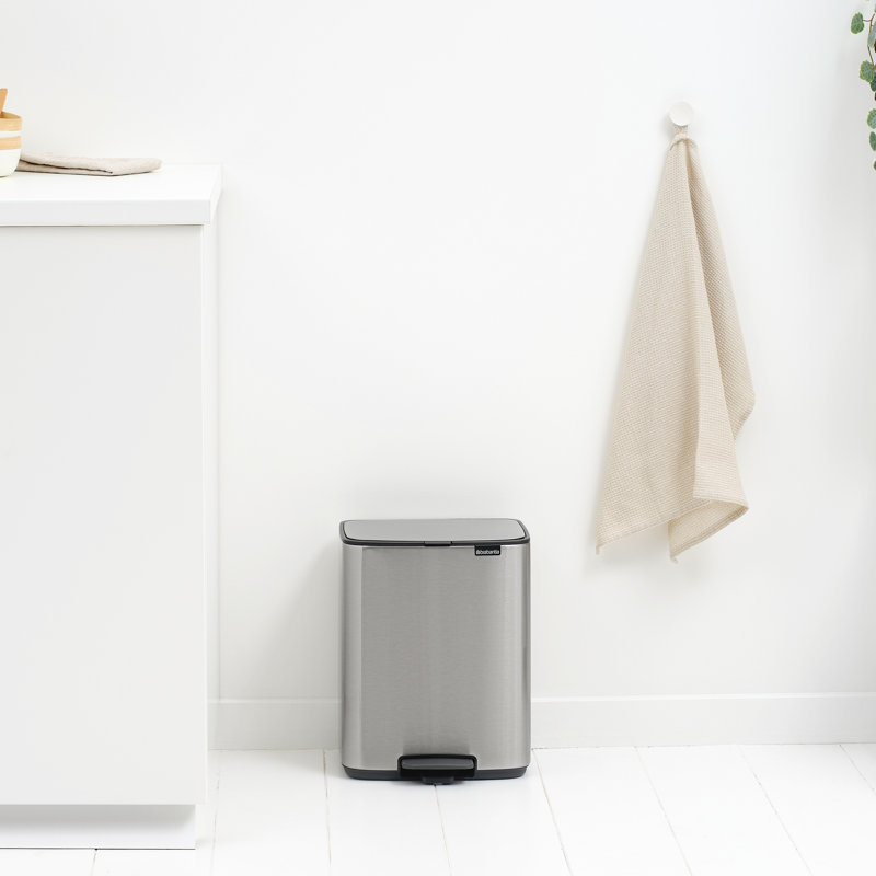 Brabantia Bo Pedal Bin, 12 L, Matt Steel Fingerprint Proof, 36.9cm H x 29.2cm W x 26.3cm D