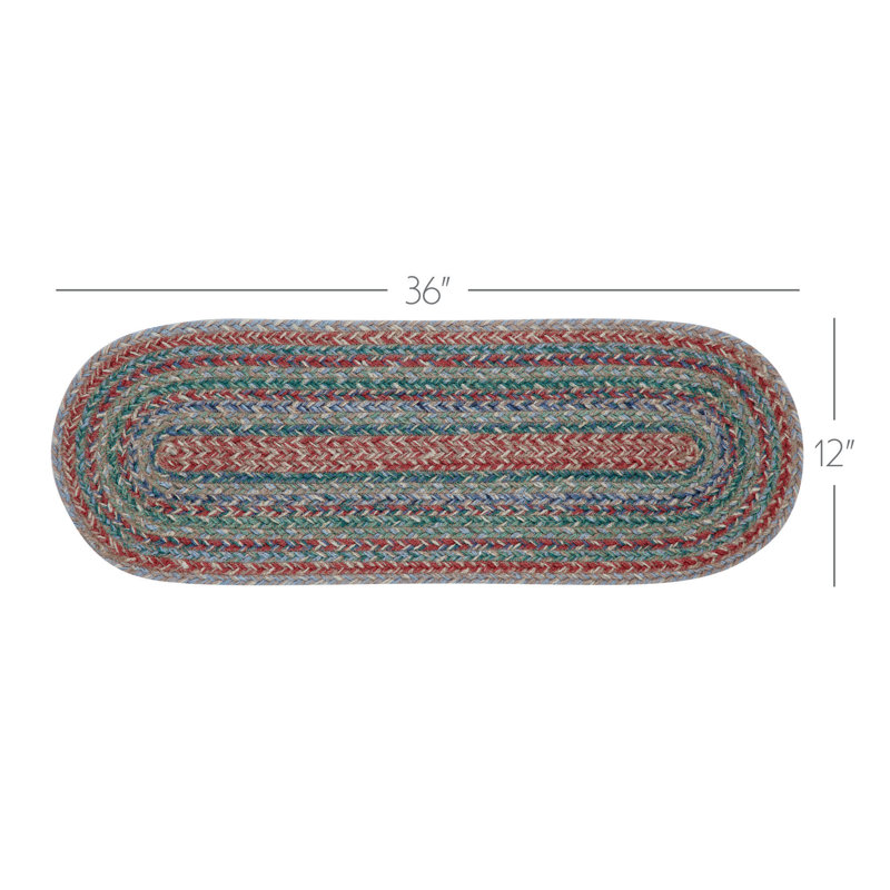 Milija Jute Oval Runner 8X24, 36" L x 12" W, Green