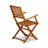 3 Piece Outdoor Conversation Bistro Set Contains a Round Acacia Wood Coffee Table and 2 Folding Arm Chairs, Natural Oil