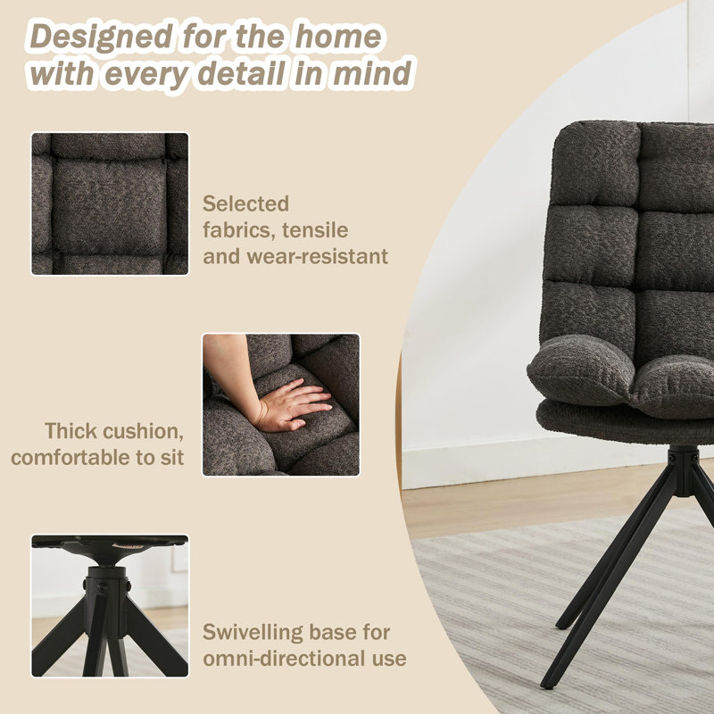 Gennadiy 55cm H Polyesterfaser Upholstered Metal Side Chair, in Grey