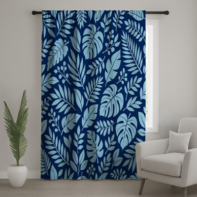 Tropical Leaf Pattern Window Curtains, Leaves Sheer & Blockout Curtains - 1 Panel