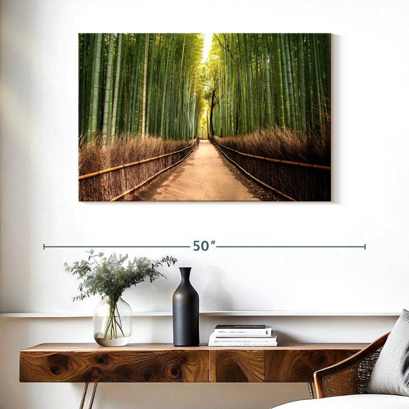 Forêt de bambou japonaise sur toile, H 26 po x l 39 po x P 1,25 po