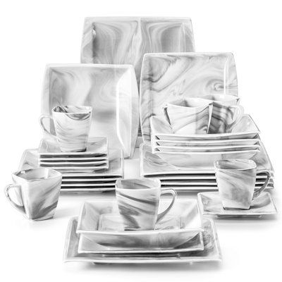 30 Piece Porcelain China Dinnerware Set - Service for 6