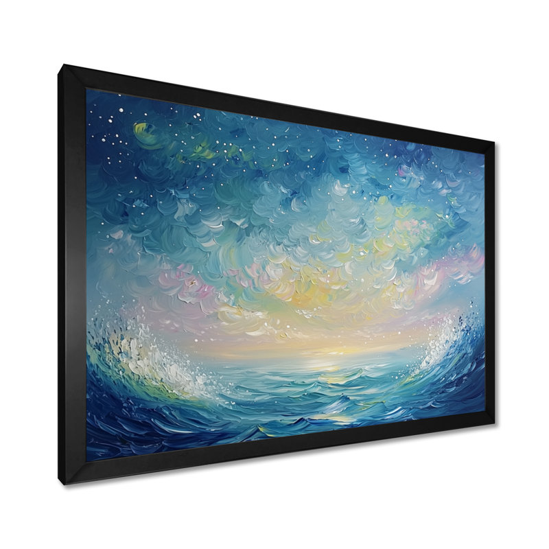 Marel Parallel Beach of Abstract Coastal Landscape IV - Art mural moderne abstrait abstrait, H 30 po x l 40 po, Cadre simple