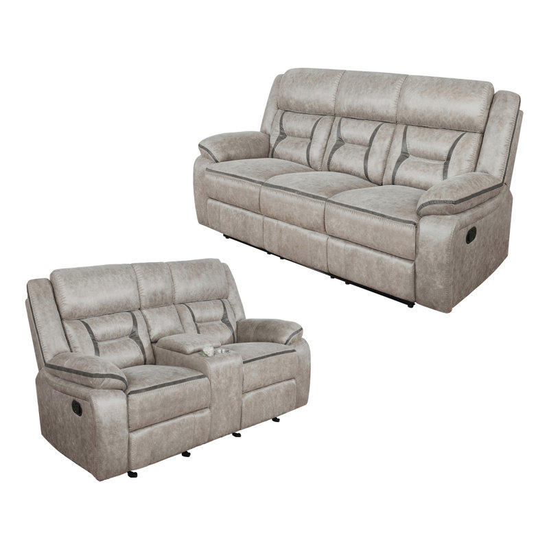 Ensemble de salon inclinable en similicuir 2 pièces Ipswich, Similicuir taupe