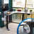 Adjustable L-Shaped Metal Base Standing Desk with Power Outlet