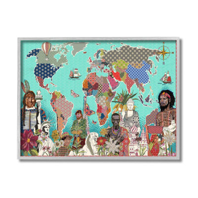Motif géométrique «World Map Diverse Cultures» par Sangita Bachelet - impression d'art graphique