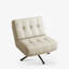 Fauteuil décontracté en cuir véritable capitonné, de type large et croisé, rotatif, adapté pour le salon ou la chambre à coucher, beige