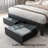 Wingback Upholstered Bed Frame with Galaxy Star Projector Speaker USB, Drawers and Storage Headboard-681121616-689939968