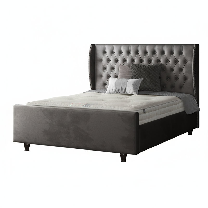 Bartelt Upholstered Bed, Kingsize (5'), Grey