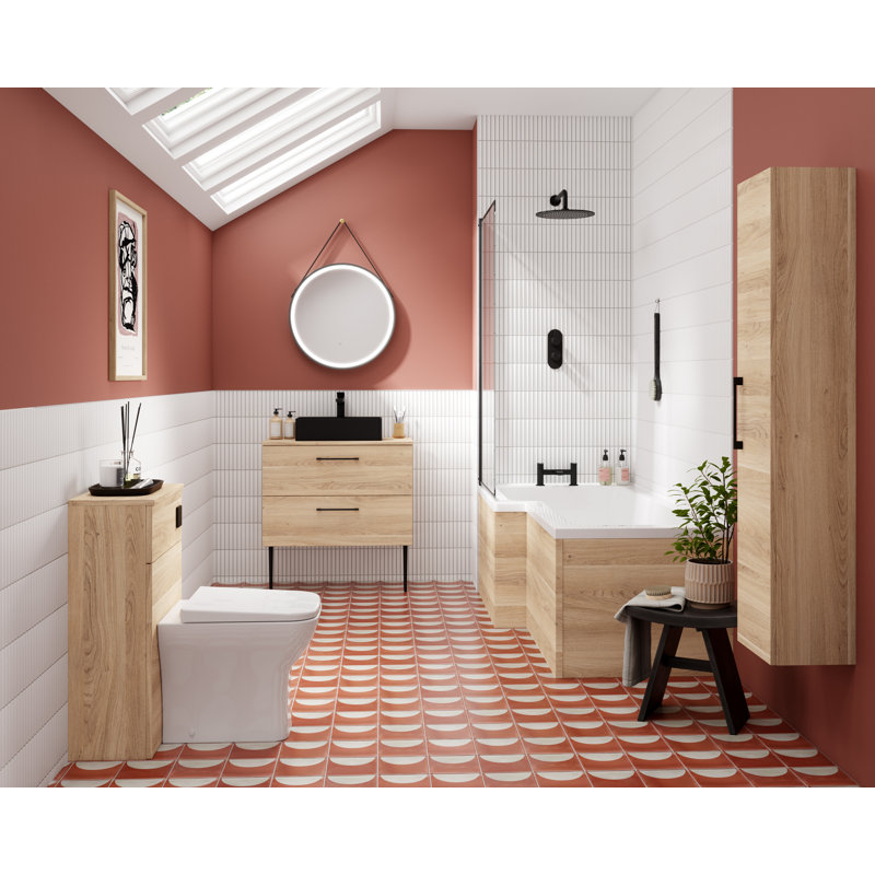 500mm WC Unit (235 Deep), Bleached Oak