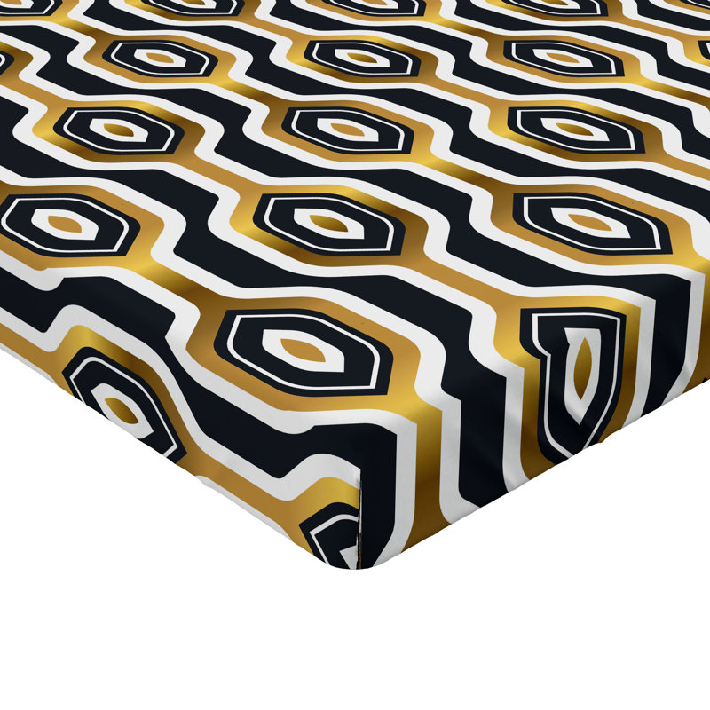 Drap-housse Ambesonne, Drap-housse de taille simple, Blanc, terre, jaune / géométrique