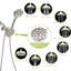 Douche double en nickel brossé, pomme de douche 4,7 po avec système de douche et de pluie réglable à 8 mains, nickel, plastique