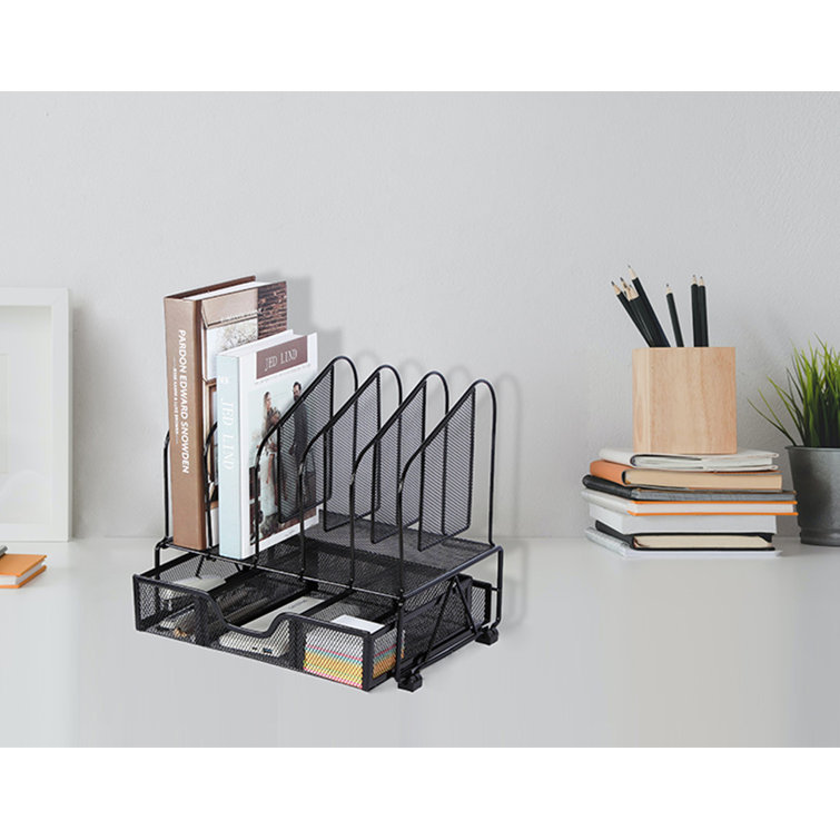 Inbox Zero Expandable Length Desk Organizer Bookcase with Drawer & Reviews