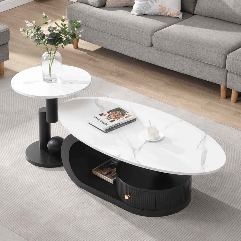 Ensemble de tables basses Modern Nesting, Blanc, Noir, Marbre