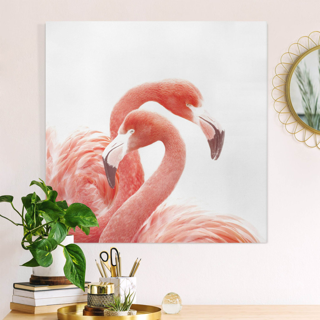 Leinwandbild Zwei Flamingos von Monika Strigel