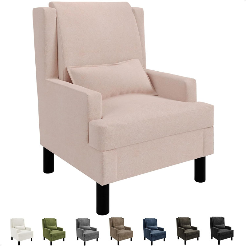 Fauteuil d'appoint avec accoudoirs et repose-pieds en chenille de style Mid-Century moderne en chenille rose