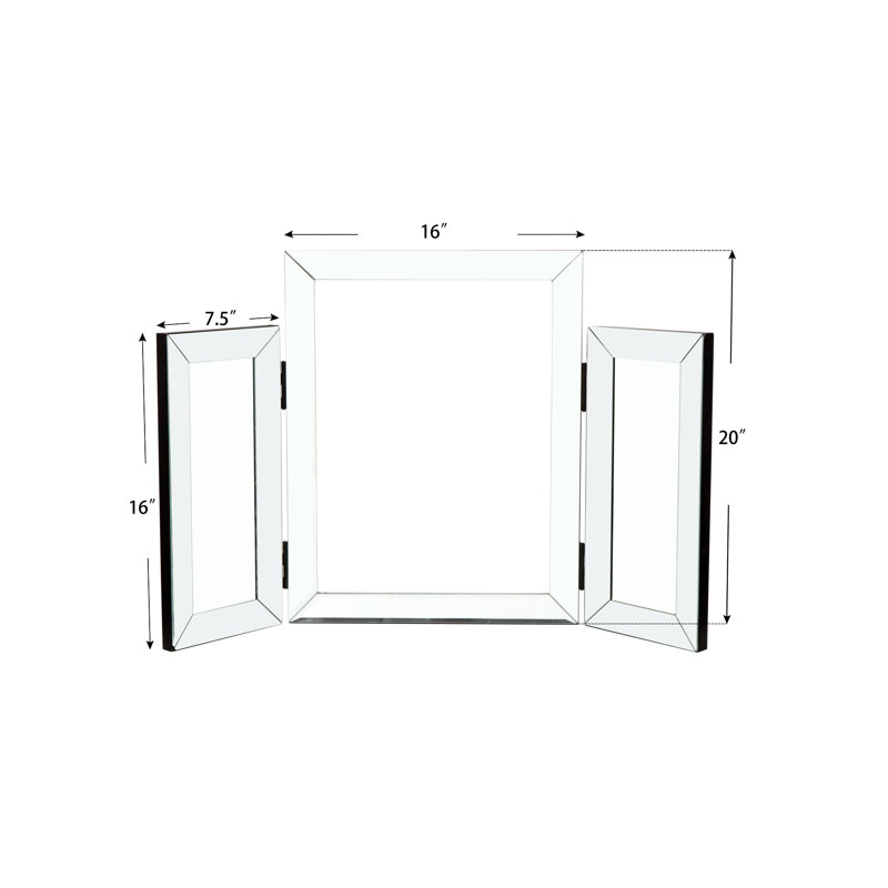 Miroir de meuble-lavabo pliant 31 po x 20 po, conception moderne avec cadre, convenant à de multiples cas de figure comme la chambre à coucher, le salon, le mur d'entrée, montage mural de 31 po et 20 po, convient à la pièce