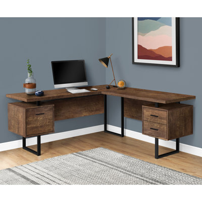 L-Shaped Solid Wood Computer Desk