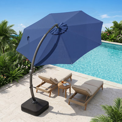 Parasol de patio en porte-à-faux 11 pi avec base, rotation à 360 ° et inclinaison pour la marine