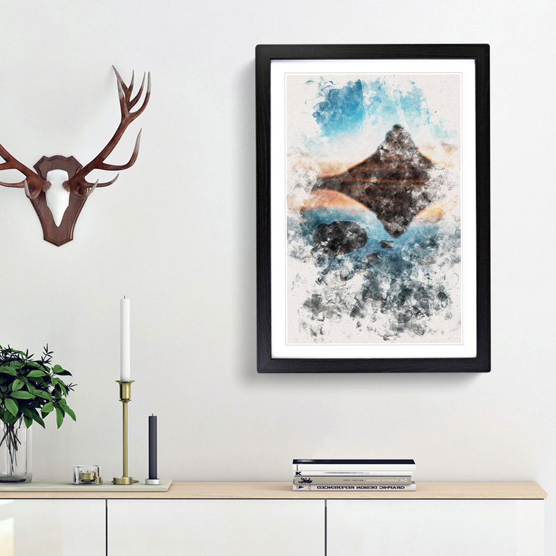Kirkjufell Mountain in Iceland - Picture Frame Painting Print, Black Framed, 87cm H x 62cm W x 2cm D