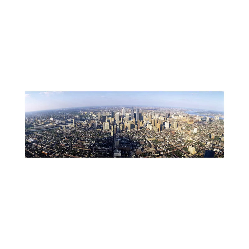 Aerial View Of A City, Philadelphia, Pennsylvania, USA - Wrapped Canvas Panoramic Print, 30.48 cm H x 91.44 cm W x 3.175 cm D