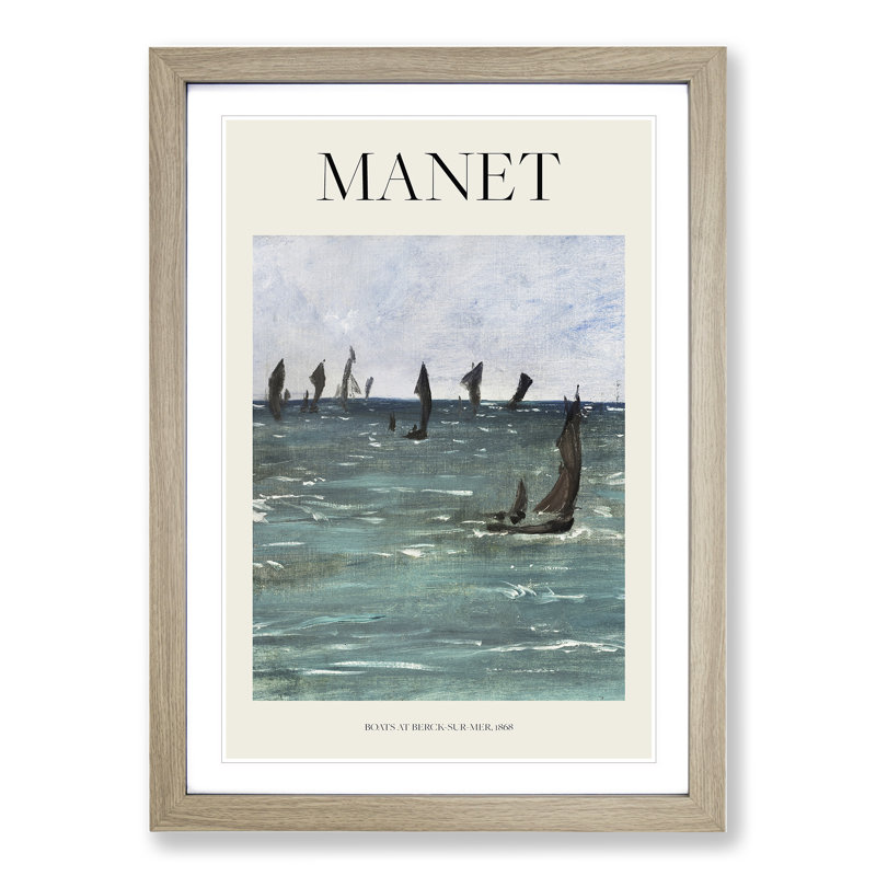 Boats at Berck Sur Mer by Pierre-Auguste Renoir - Picture Frame Art Prints, 48cm H x 36cm W x 2cm D, Oak