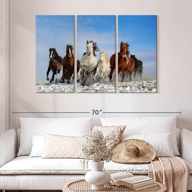 Brampt, chevaux de Mongolie, H 32 po x l 50 po