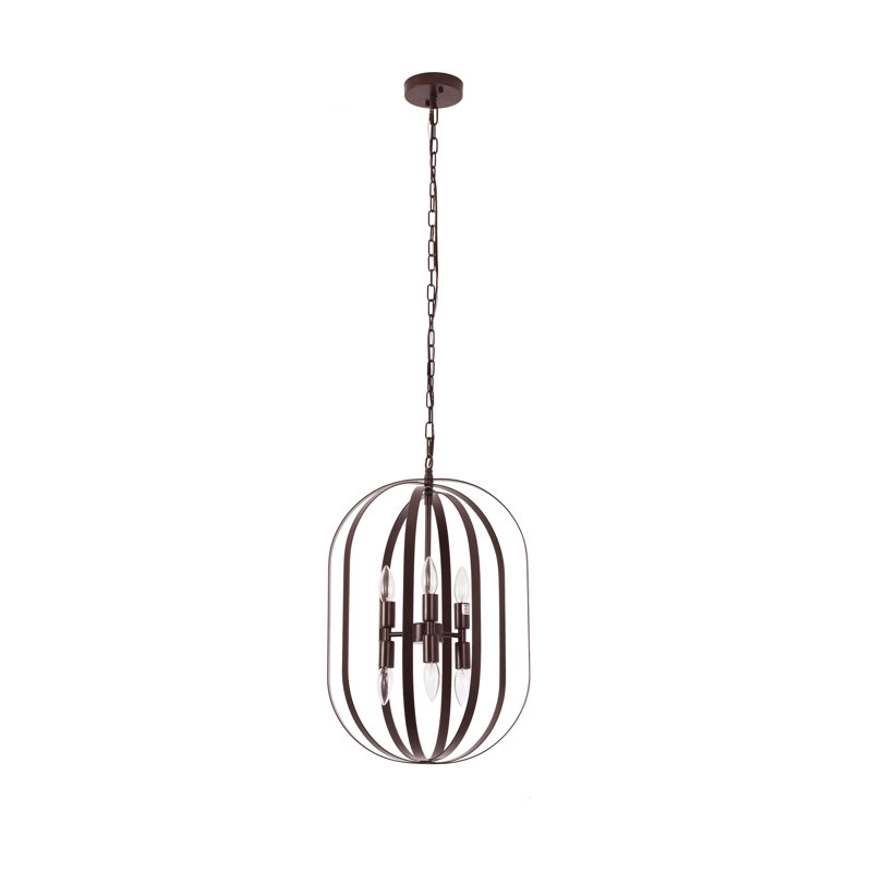 6 - Light Dimmable Lantern Cylinder Chandelier