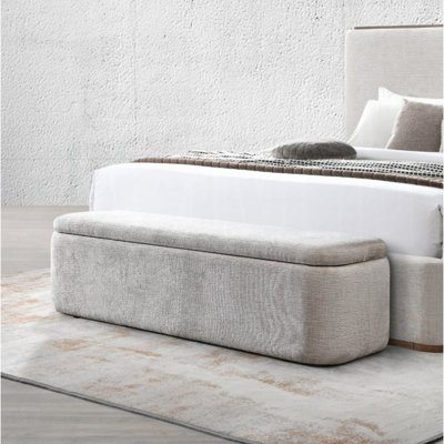 Banc en lin gris avec rangement Orane