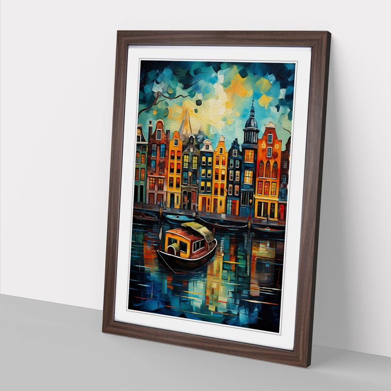Amsterdam Abstract No.2 - Framed Print, 64cm H x 46cm W x 2cm D, Walnut