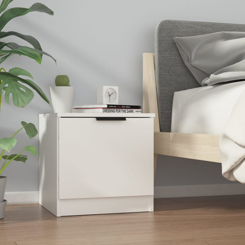 Lenden Solid Wood Bedside Table, White