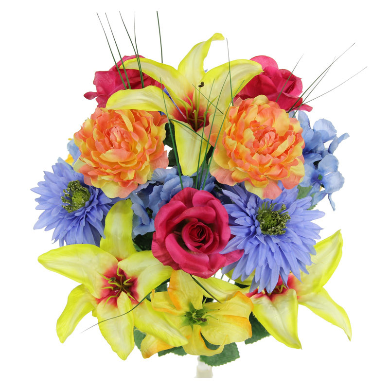 Douille en mélange de 18 tiges, Jaune/bleu/fuchsia