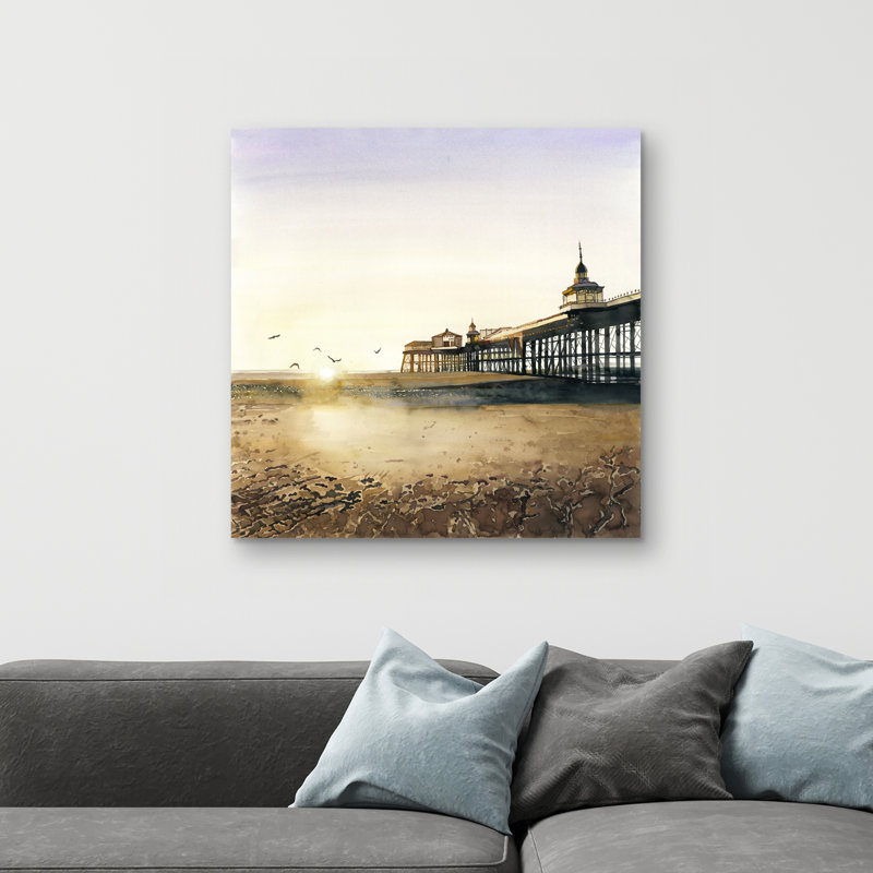 Sunset at the beach - 32"x32" art on canvas