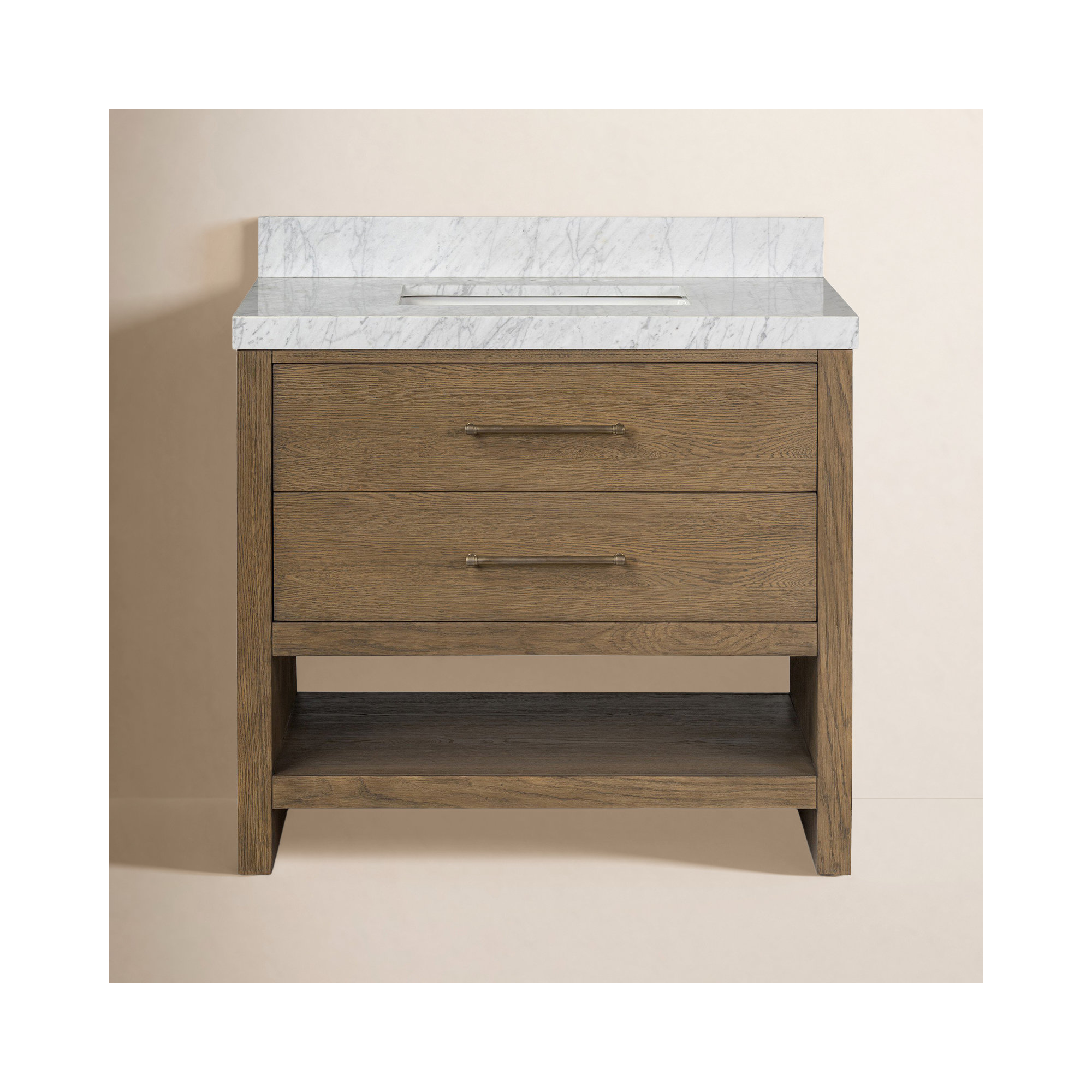 Abington Single Vanity-Carrara Marble, Brown