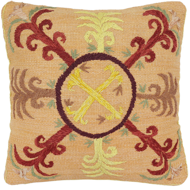 Housse et insert de coussin carré 100% laine, Or / brun