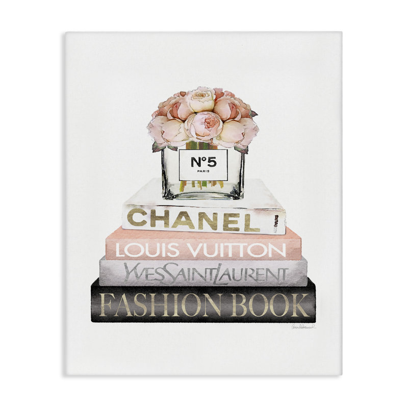 Stupell Industries Pink Fashion Book Stack Canvas Wall Art Design By Amanda Greenwood, 24" W x 30" H