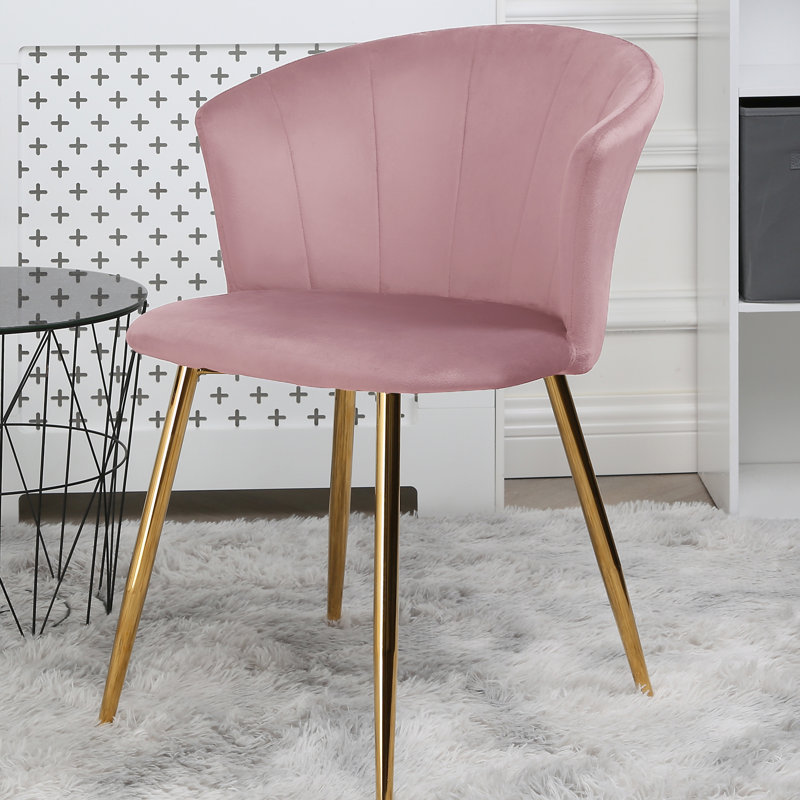Justen 47cm H Upholstered Windsor Back Side Chair, Gold, Pink, 1