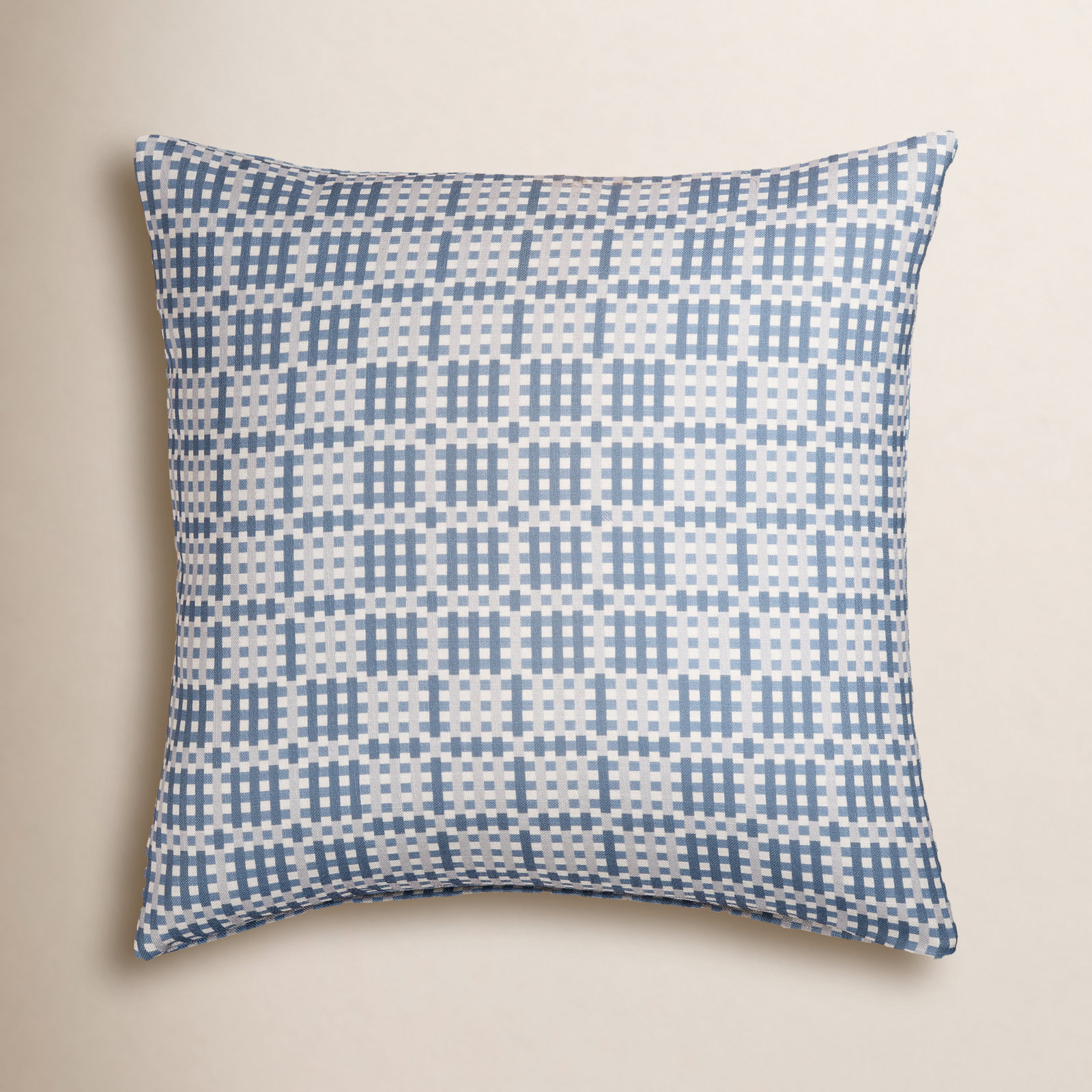 Deco Arch Accent Pillow, Feather, Blue Geometric, Square 22"