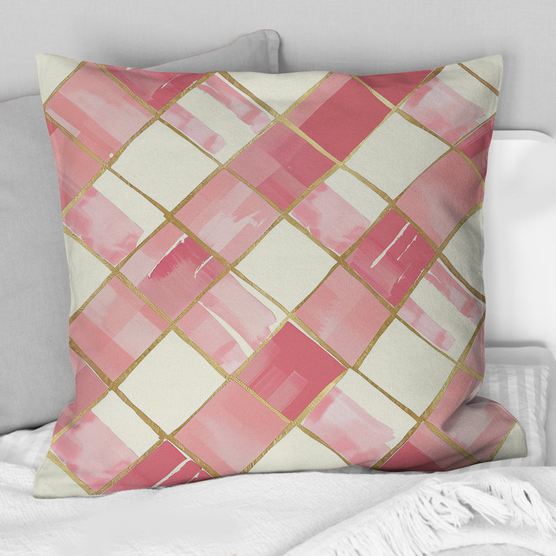 Coussin décoratif rose beige Midcentury II - Glam, H 16 po x l 16 po