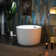 41'' x 41'' Freestanding Acrylic Round White Bathtub with Integrated Seat, Non-Slip Design