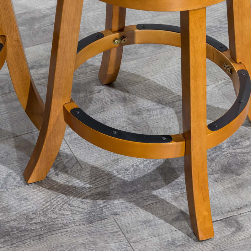 Tabourets de bar pivotants rembourrés en tissu avec dossier à lattes, Naturel, Gris anthracite