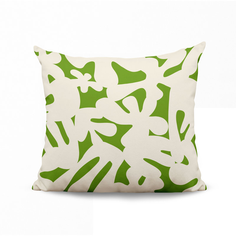 Lara Spun Polyester Indoor/Outdoor Throw Pillow, 19" x 19", Chartreuse/Off White