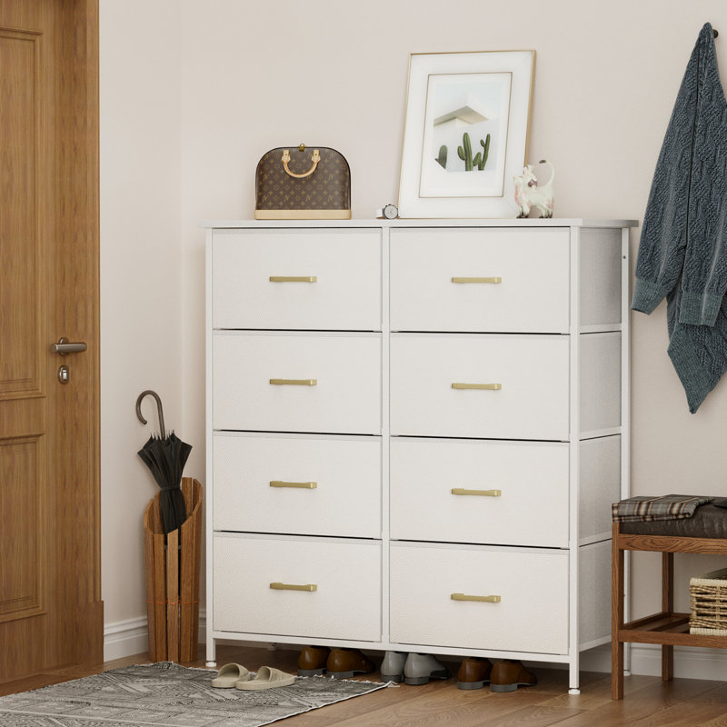 Commode pour garde-robe de chambre avec commode 8 tiroirs, Blanc
