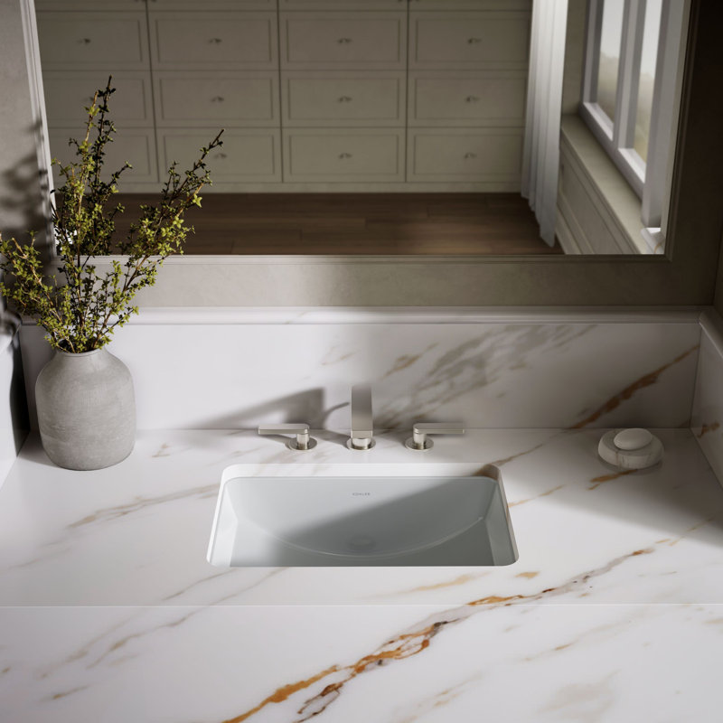 Ladena® Finish Vitreous China Rectangular Undermount Bathroom Sink with Overflow, Mexican Sand